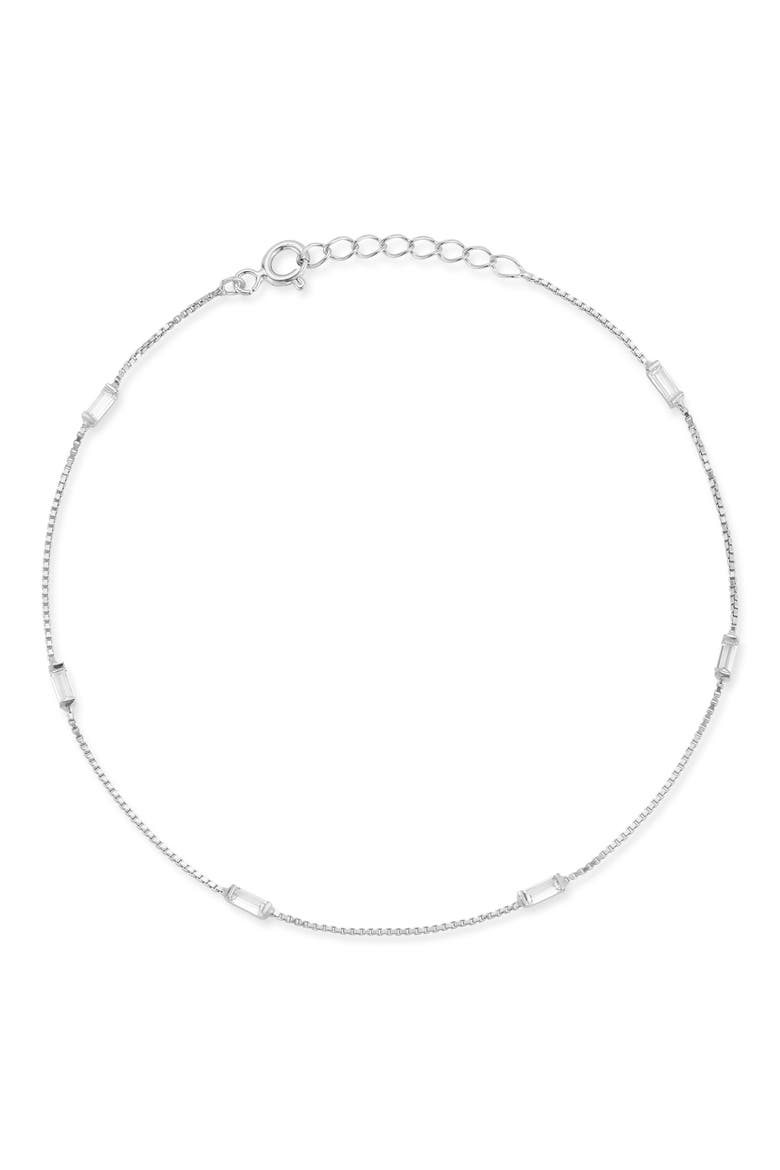 Cubic Zirconia Baguette Anklet, Main, color, SILVER