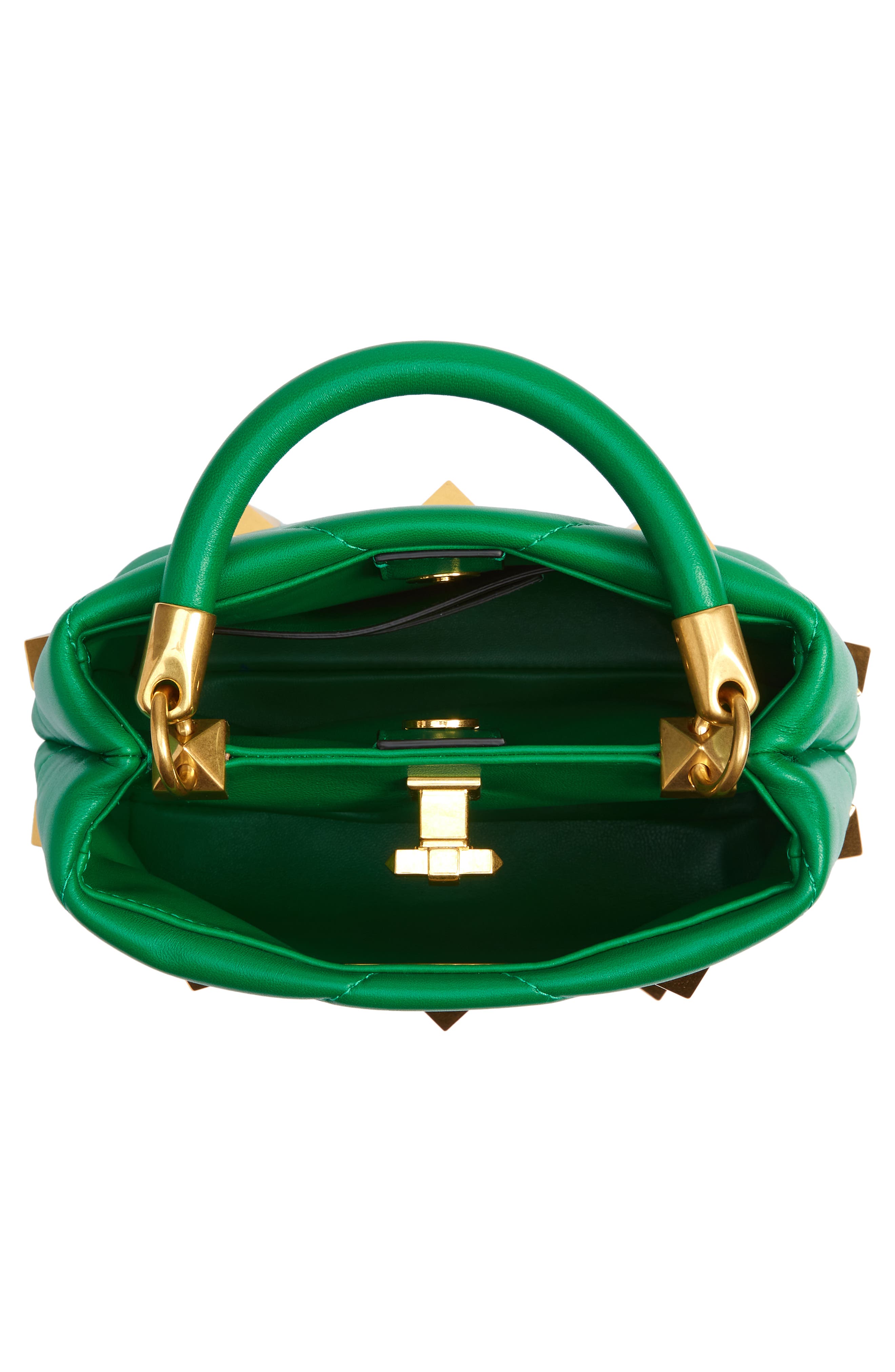 Valentino Garavani Roman Stud Leather Top Handle Bag, Alternate, color, 