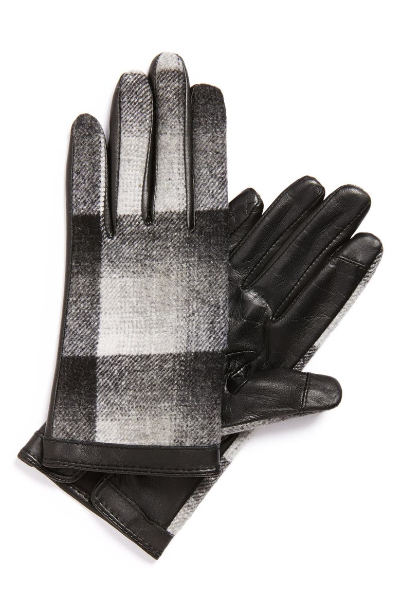 Halogen<sup>®</sup> Plaid Tech Gloves, Main, color,