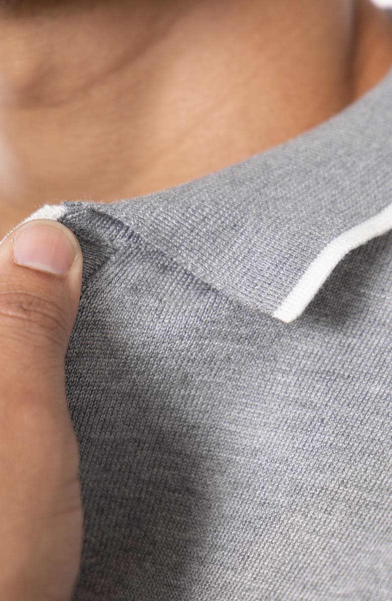 XRAY V-Neck Polo Sweater, Alternate, color, Heather Grey