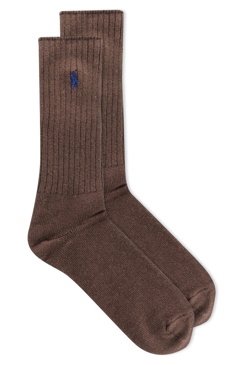 Crew Socks, Main, color, DARK BROWN