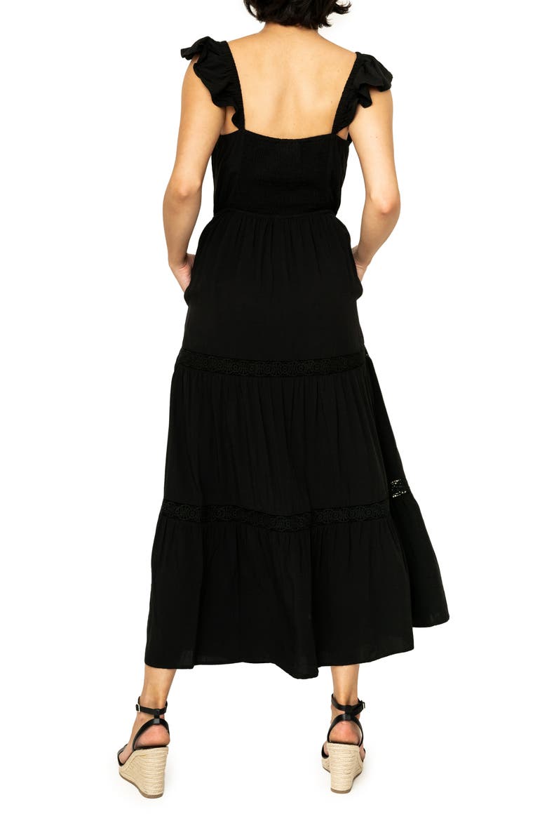 Lace Detail Midi Dress, Alternate, color, BLACK