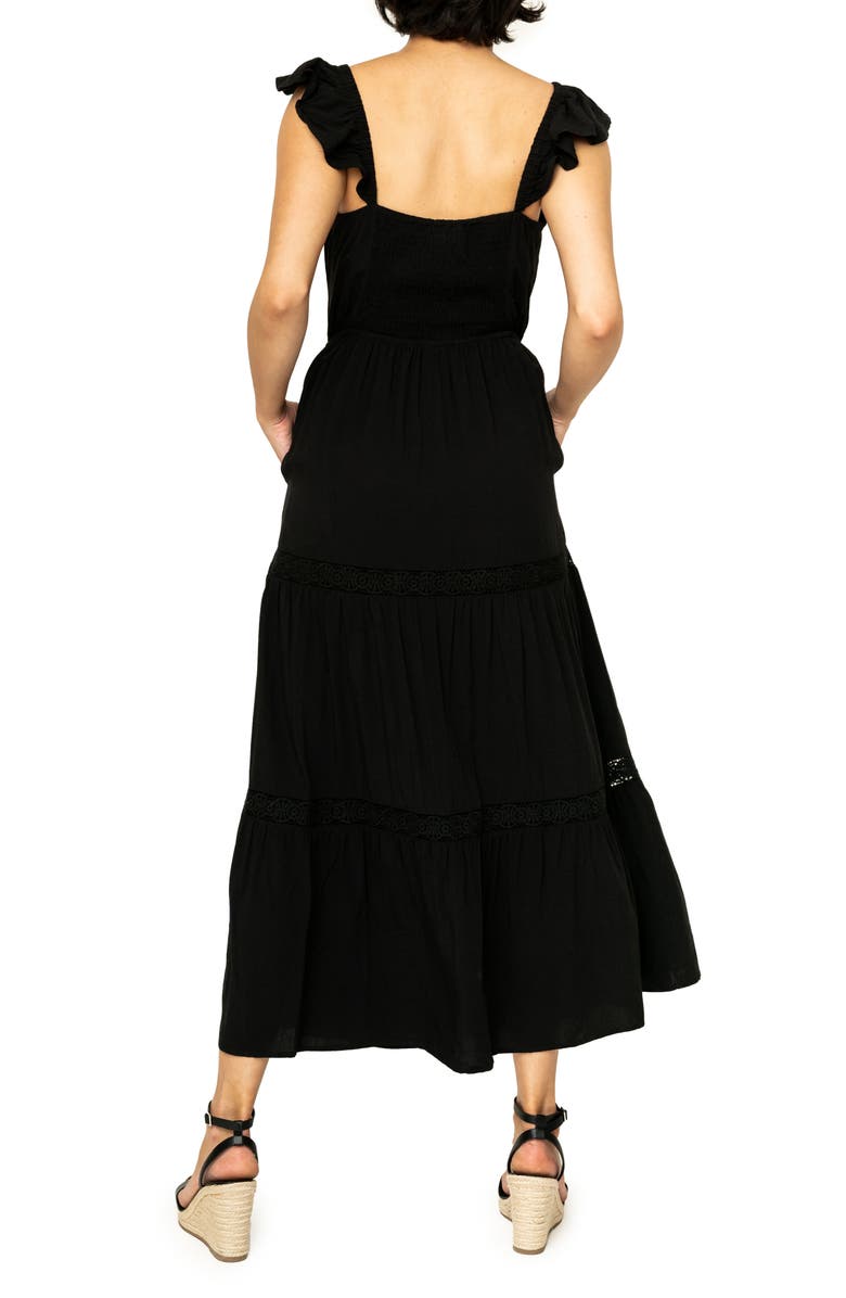 GIBSONLOOK Lace Detail Midi Dress, Alternate, color, Black