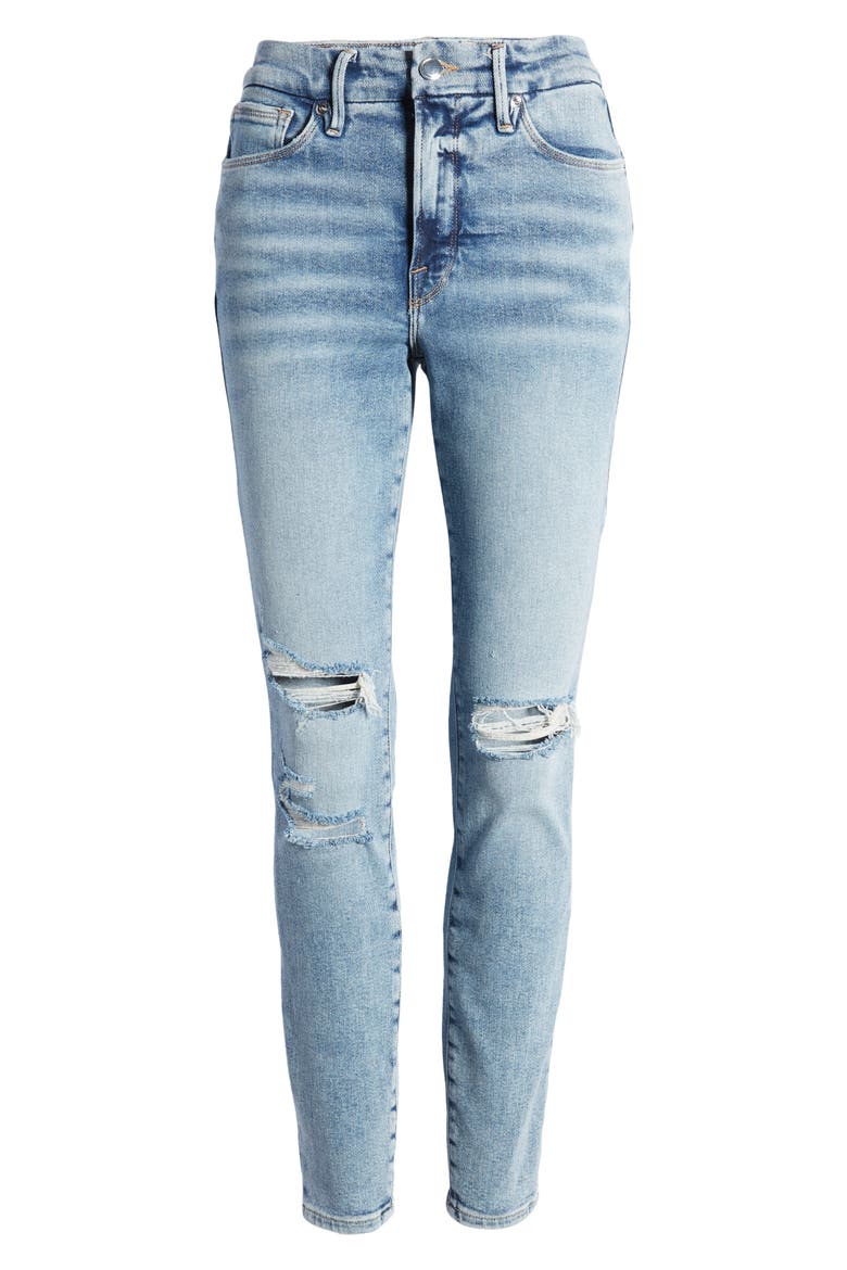 Good Legs High Waist Distressed Skinny Jeans, Alternate, color, INDIGO094