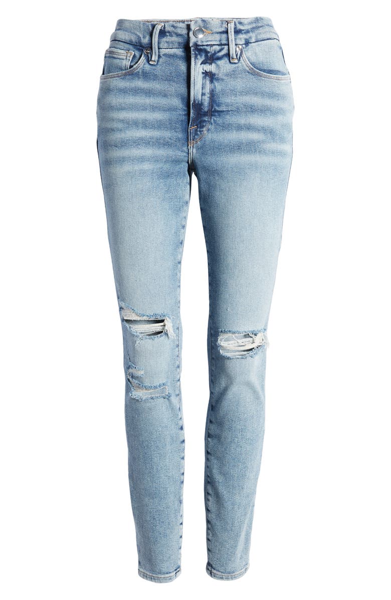 Good American Good Legs High Waist Distressed Skinny Jeans, Alternate, color, 