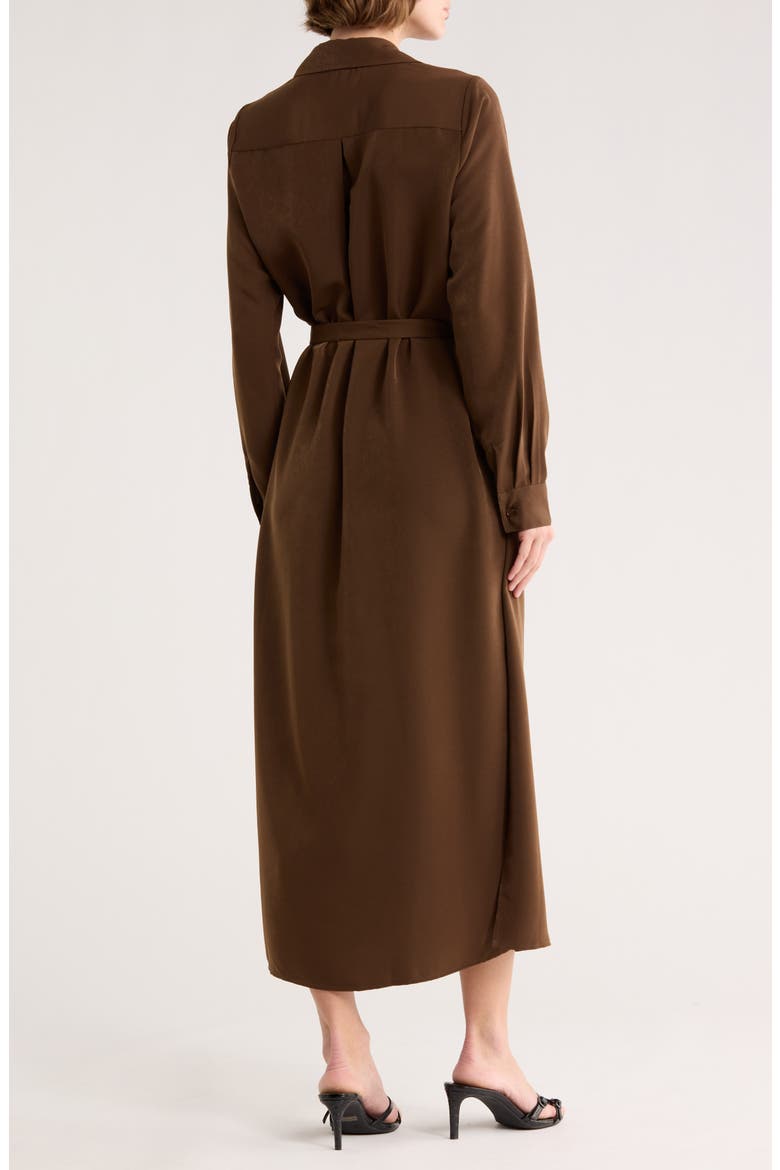 Tie Waist Shirtdress, Alternate, color, BROWN