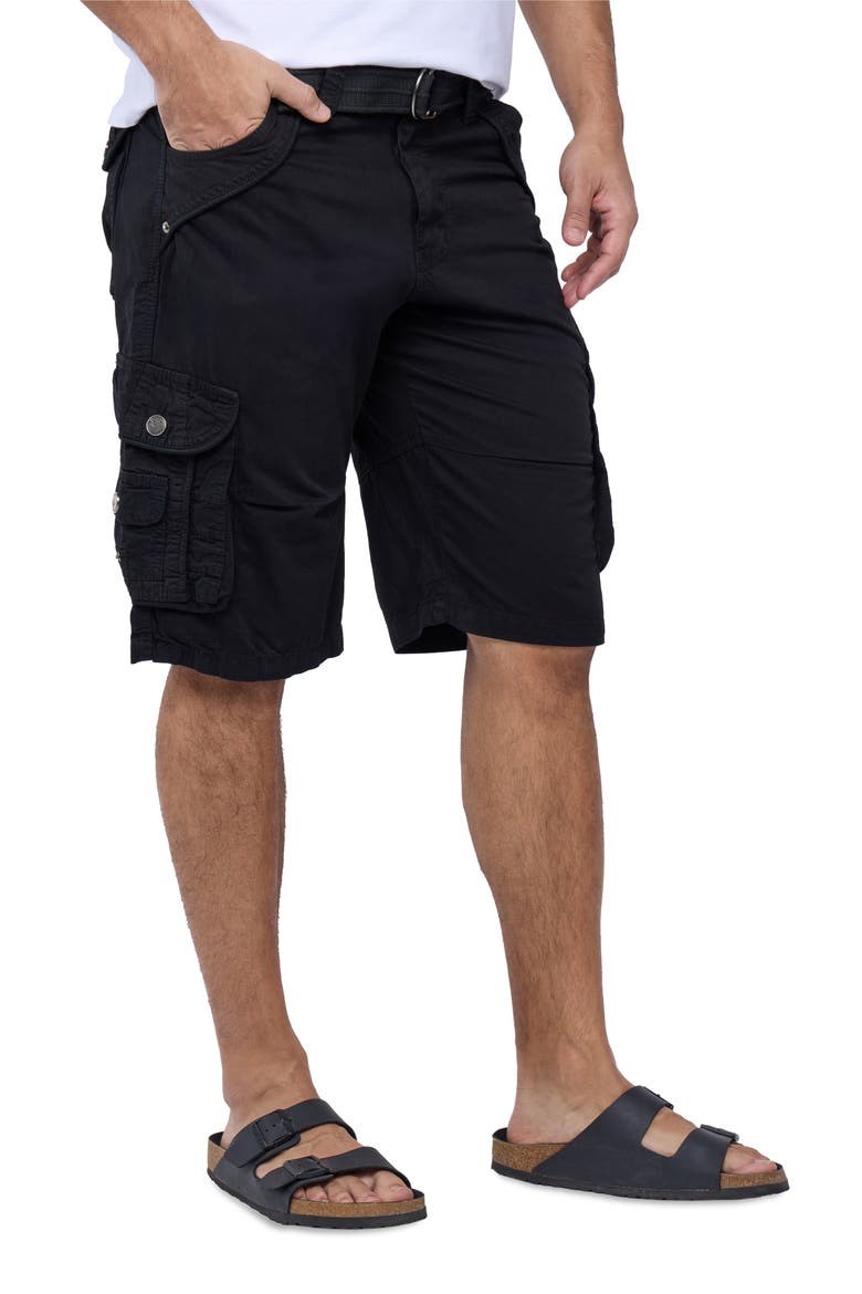 Belted Bermuda Cargo Shorts, Alternate, color, BLACK