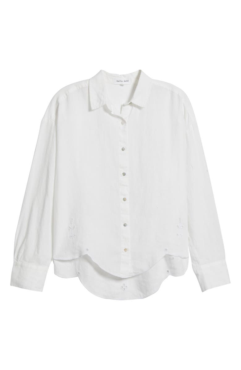 Bella Dahl Embroidered Eyelet Linen Button-Up Shirt, Alternate, color, 