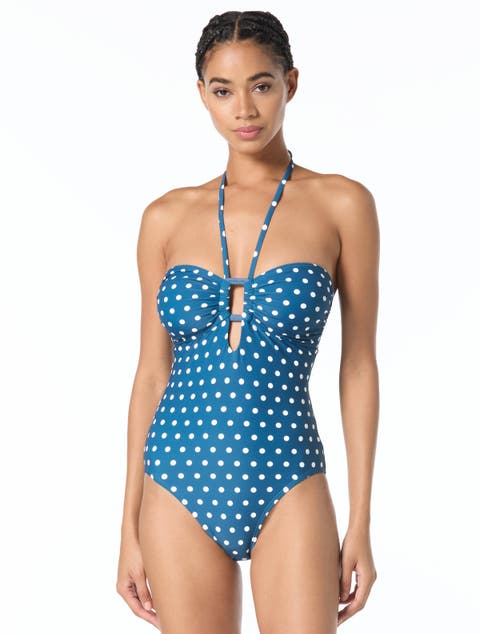 Classic Dot Bandeau One-Piece Swimsuit