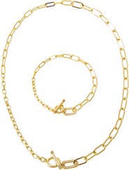 BY ADINA EDEN Pavé Toggle Graduated Chain Necklace & Bracelet Set