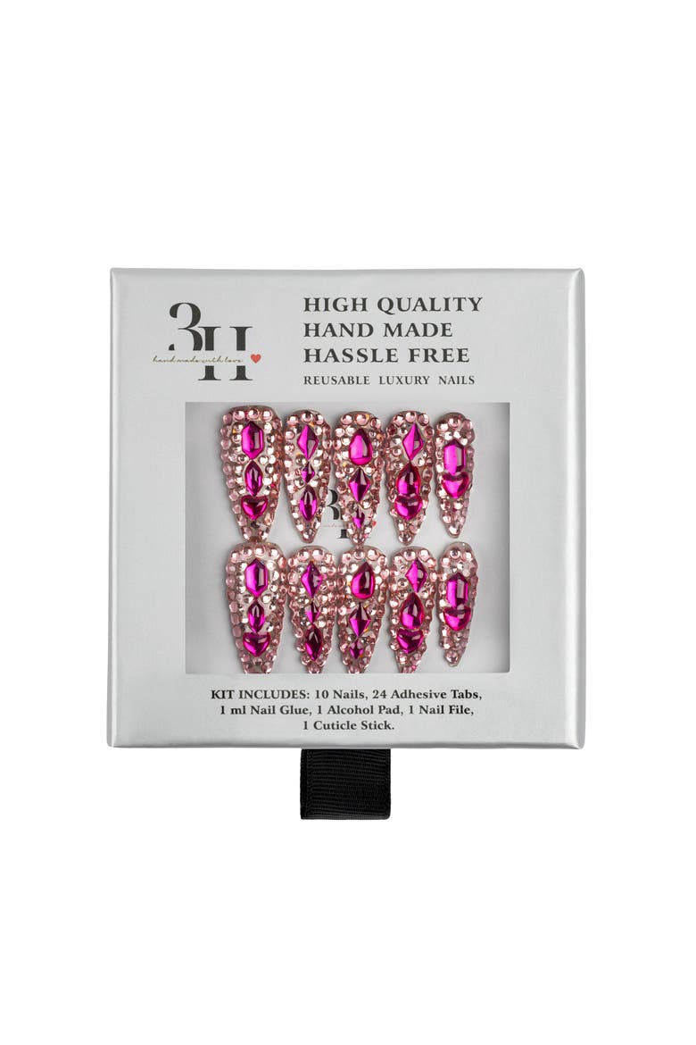 Diamond Diva Long Almond Pink Press-On Nails, Alternate, color, Pink