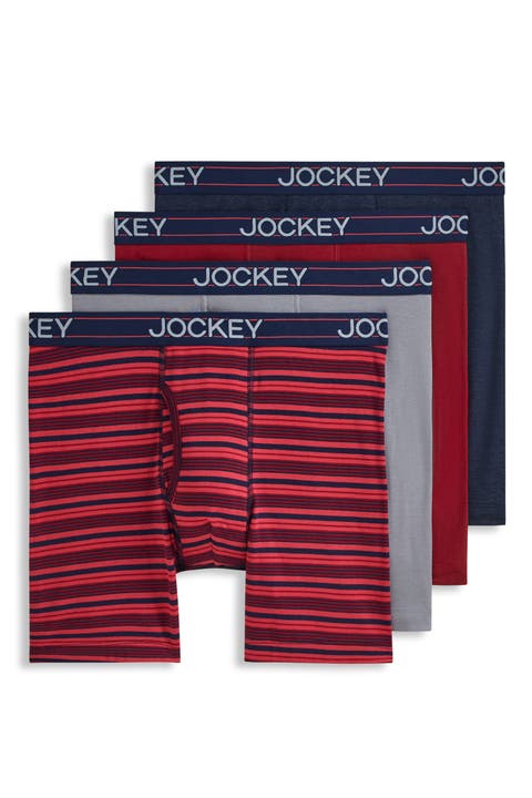 Men's Lightweight Cotton Blend 7" Long Leg Boxer Brief - 4 Pack