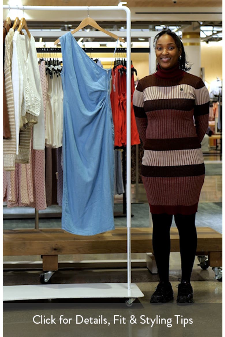 Pleated One-Shoulder Chambray Dress video