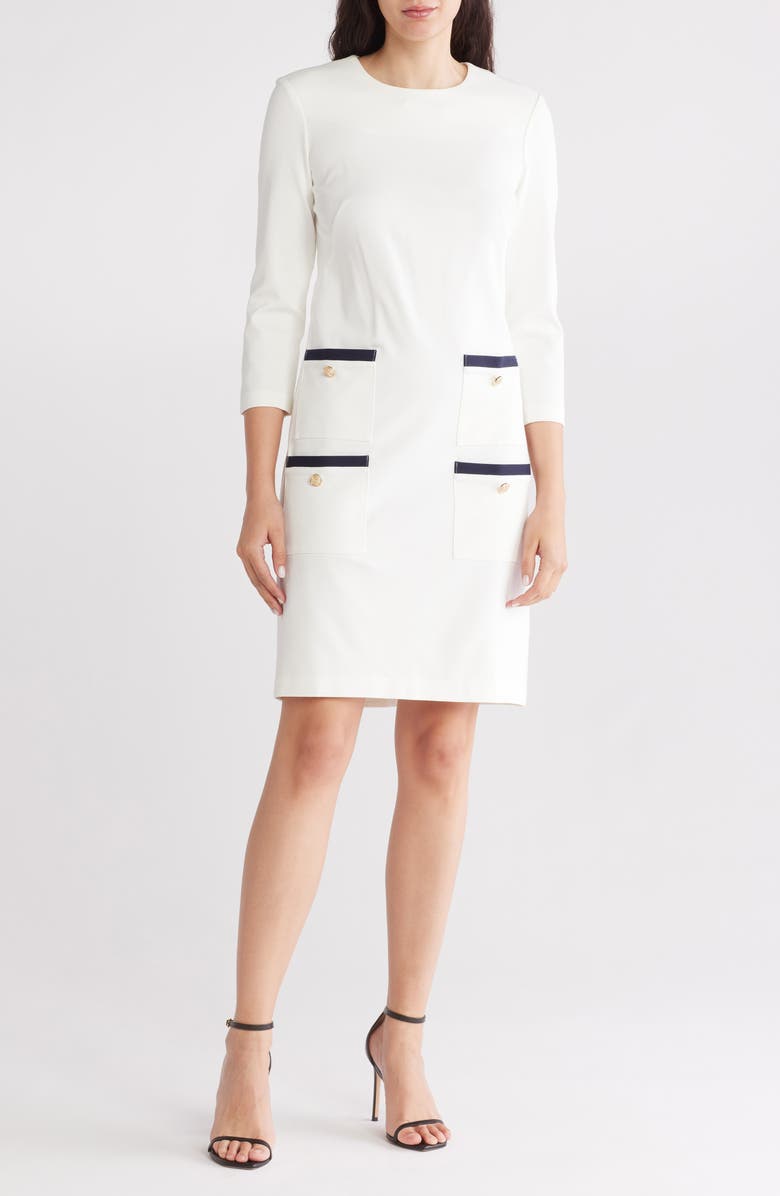 Eliza J Jewel Neck Shift Dress, Main, color, 