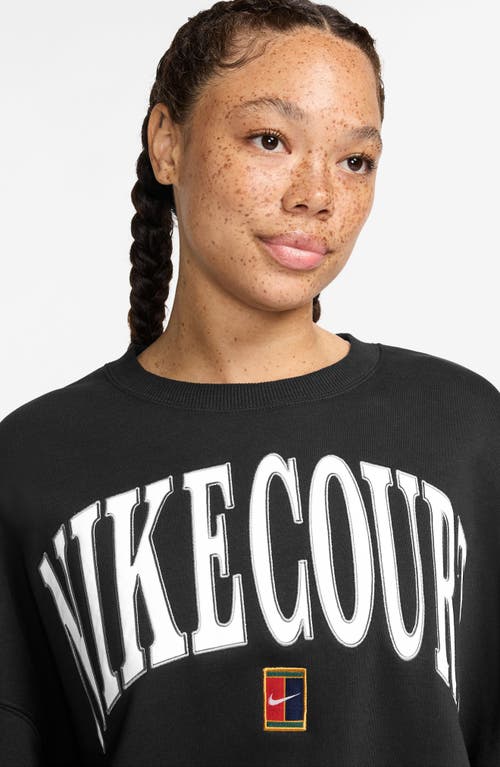 Nike Phoenix Fleece Oversize Crewneck Tennis Sweatshirt In Black