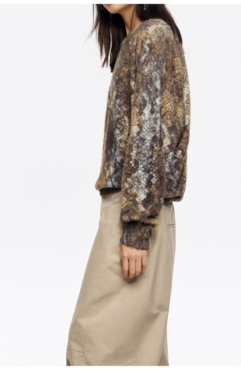 Bimba y Lola Snake Fur Balloon Sweater, Alternate, color, Snake Khaki