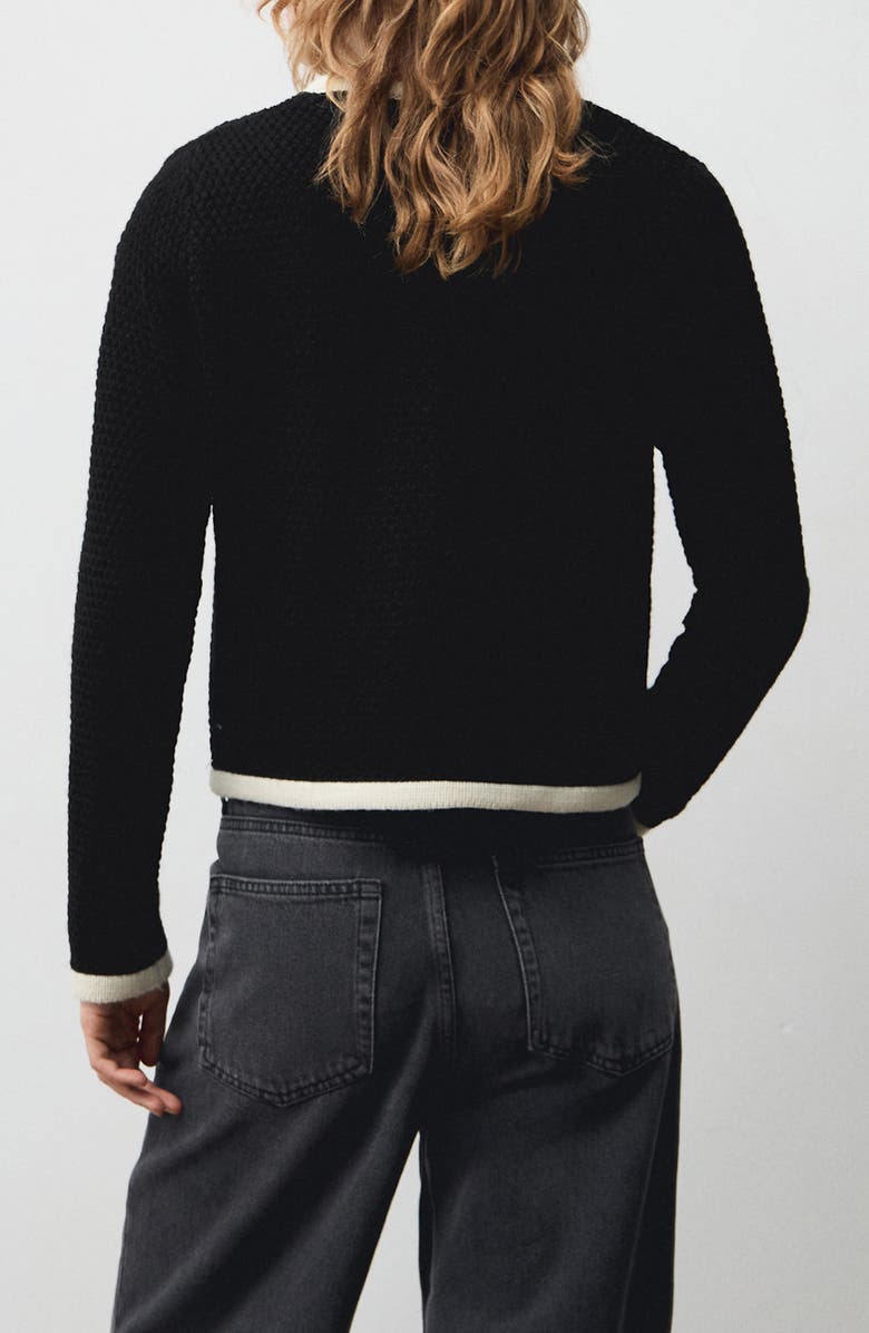 MANGO Contrast Trim Crop Cardigan, Alternate, color, 