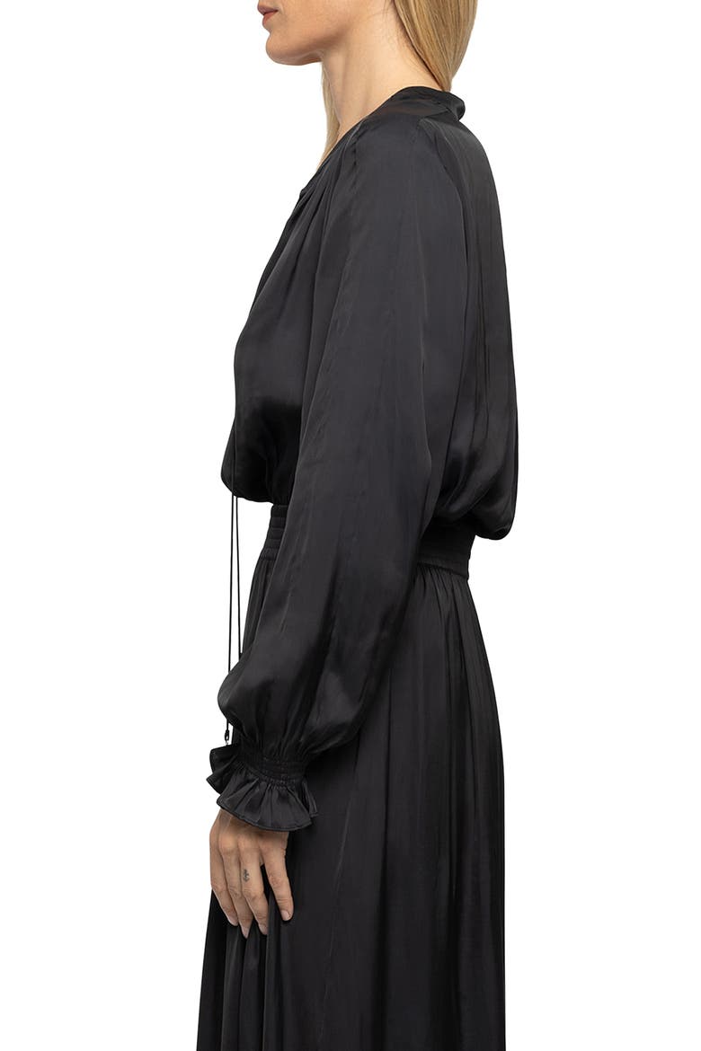 Rayado Satin Maxi Dress, Alternate, color, BLACK
