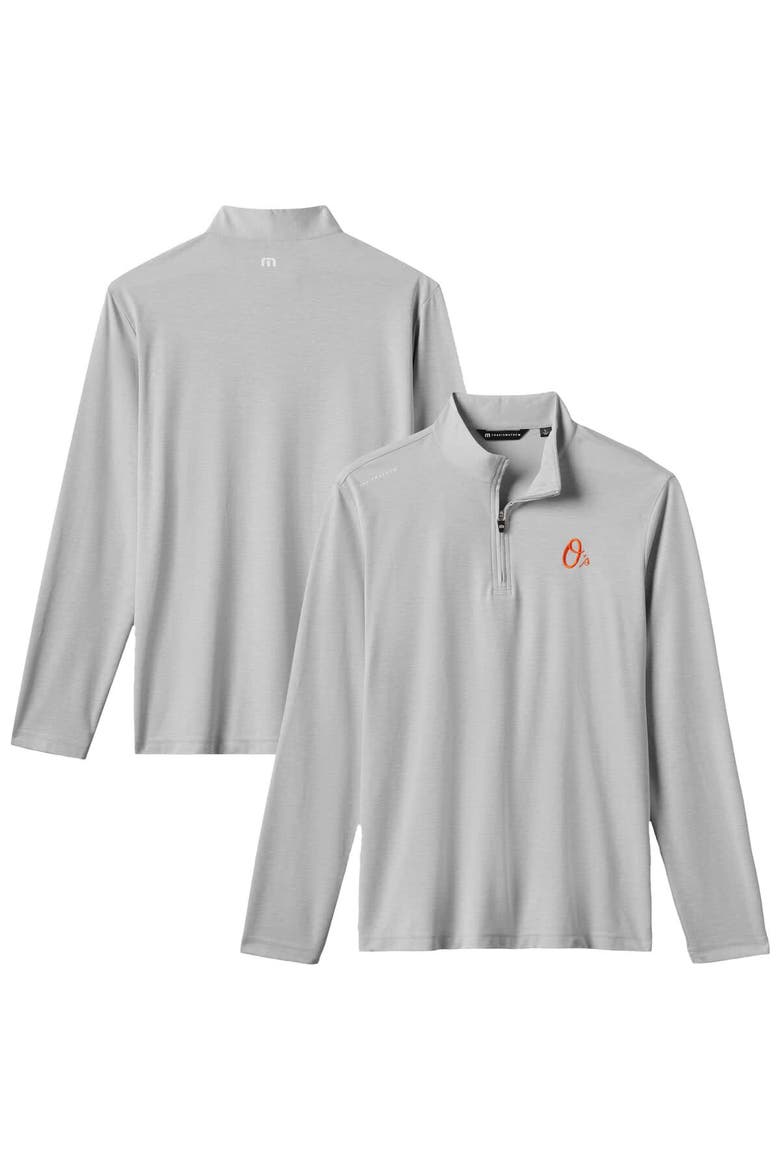 Men's TravisMathew  Gray Baltimore Orioles Time to Tailgate Tri-Blend Quarter-Zip Pullover, Main, color, Gray