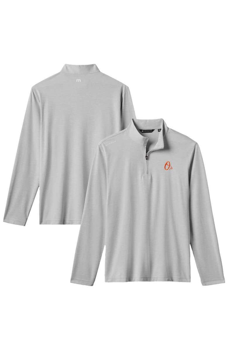 TravisMathew Men's TravisMathew Gray Baltimore Orioles Time to Tailgate Tri-Blend Quarter-Zip Pullover, Main, color, Gray