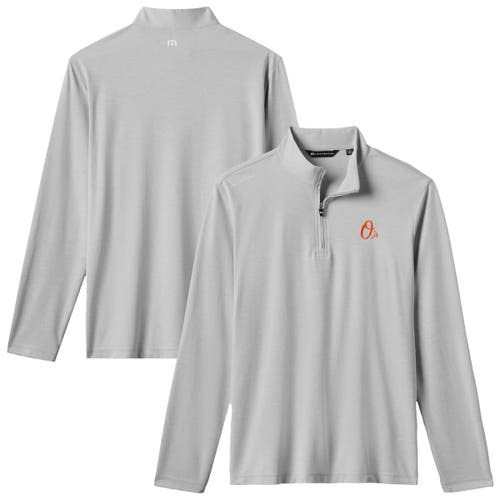 Travismathew Gray Baltimore Orioles Time To Tailgate Tri-blend Quarter-zip Pullover
