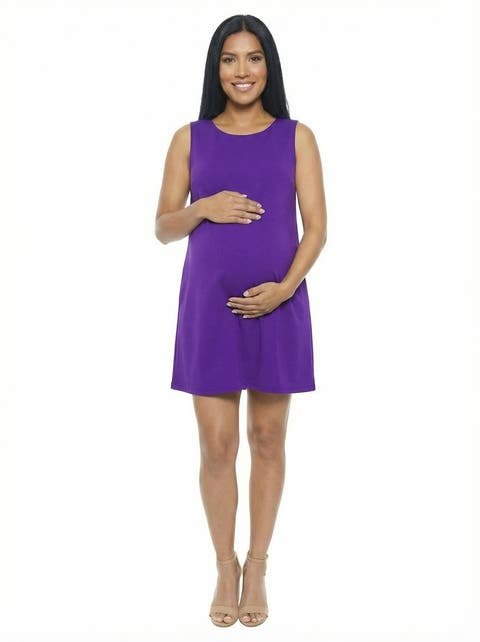 Maternity Round Neck Sleeveless Mini Shift Dress