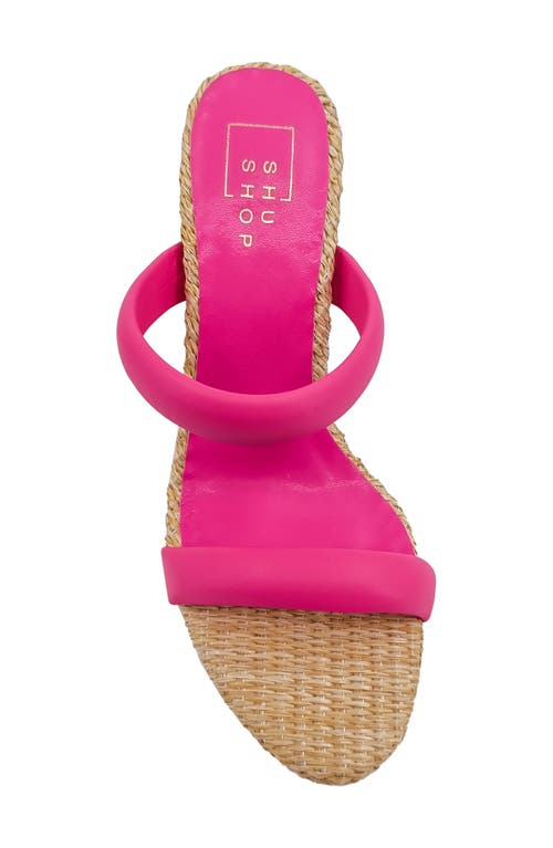 Shushop Gardenia Wicker Block Heel Slide Sandal In Magenta