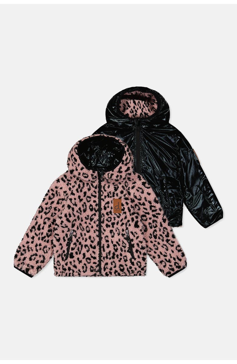 Deux par Deux Reversible Mid-Season Hooded Fleece Jacket, Main, color,
