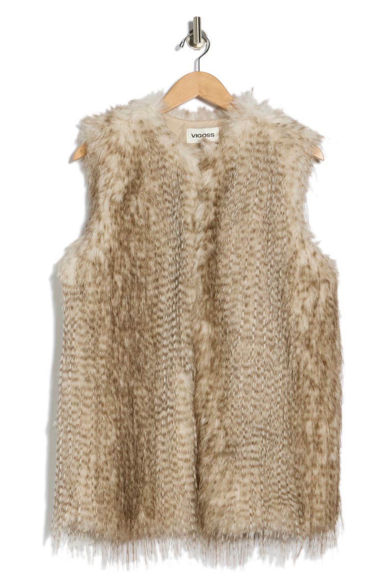 Vigoss Faux Fur Vest, Alternate, color, Beige