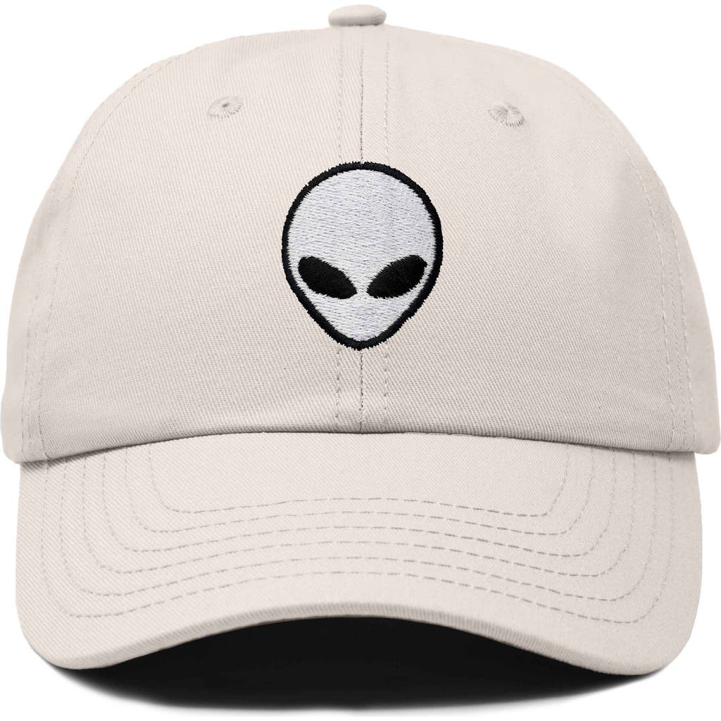 Dalix Alien Embroidered Classic Dad Cap In Beige
