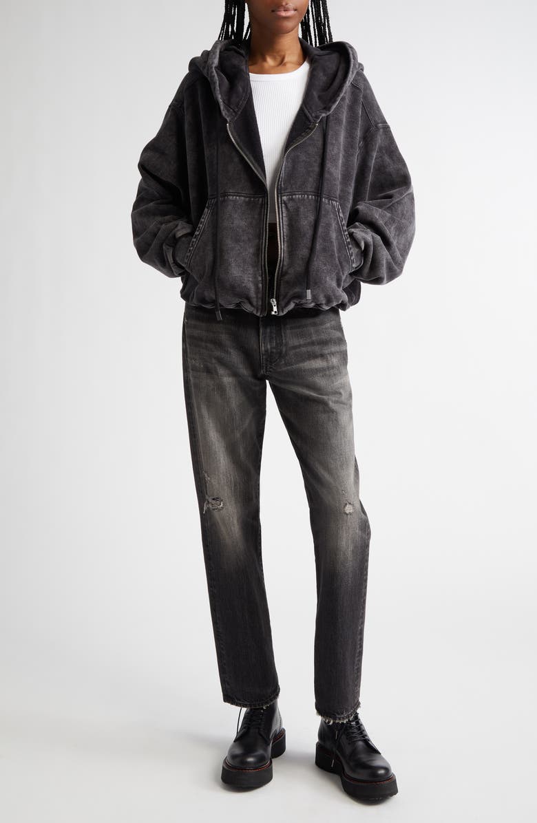Balloon Bubble Hem Cotton Zip Hoodie