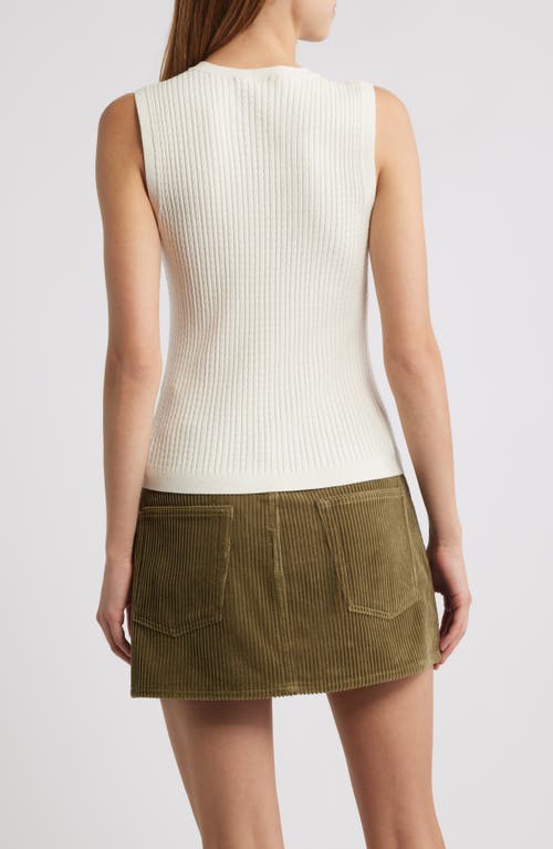 Frame The Fine Cable Sleeveless Sweater In White