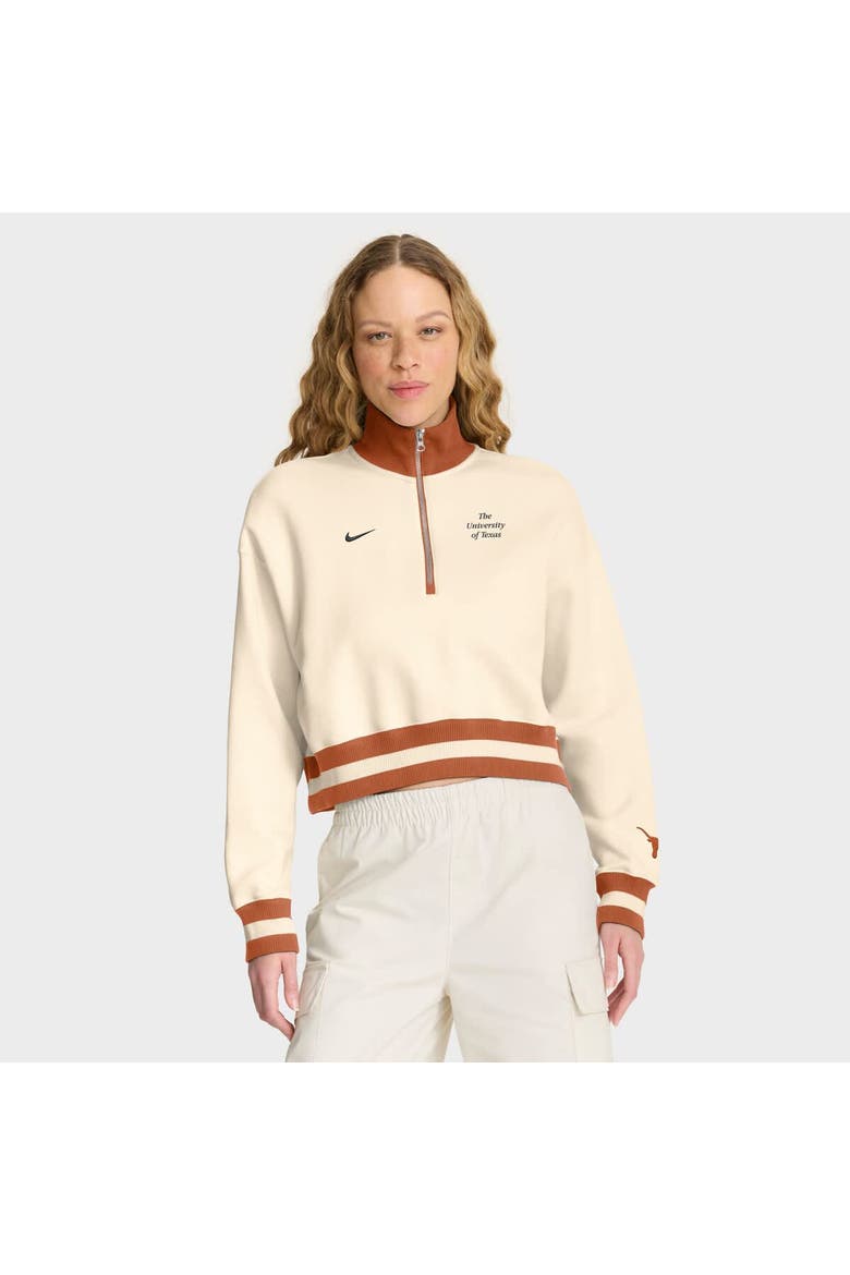 Women's Nike Tan Texas Longhorns Legacy Half-Zip Sweatshirt, Alternate, color, Cream