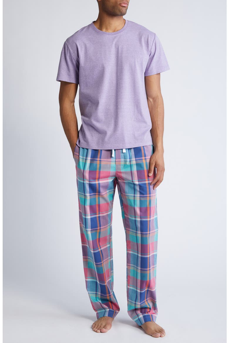 Lessons in Color T-Shirt & Plaid Pajama Pants, Main, color, PURPLE HAZE