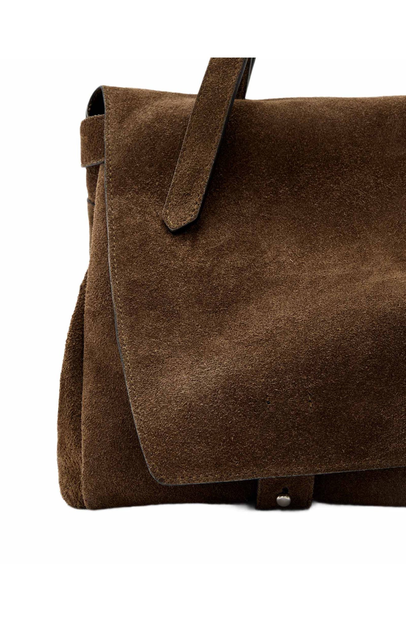 Joan Leather Suede Satchel, Alternate, color, DARK KHAKI GREEN