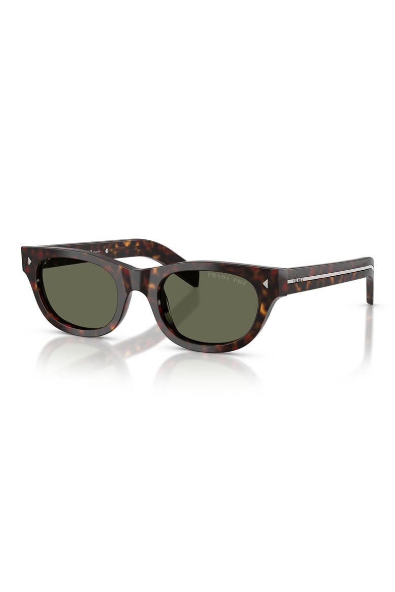 52mm Polarized Cat Eye Sunglasses, Alternate, color, HAVANA / GREEN POLAR