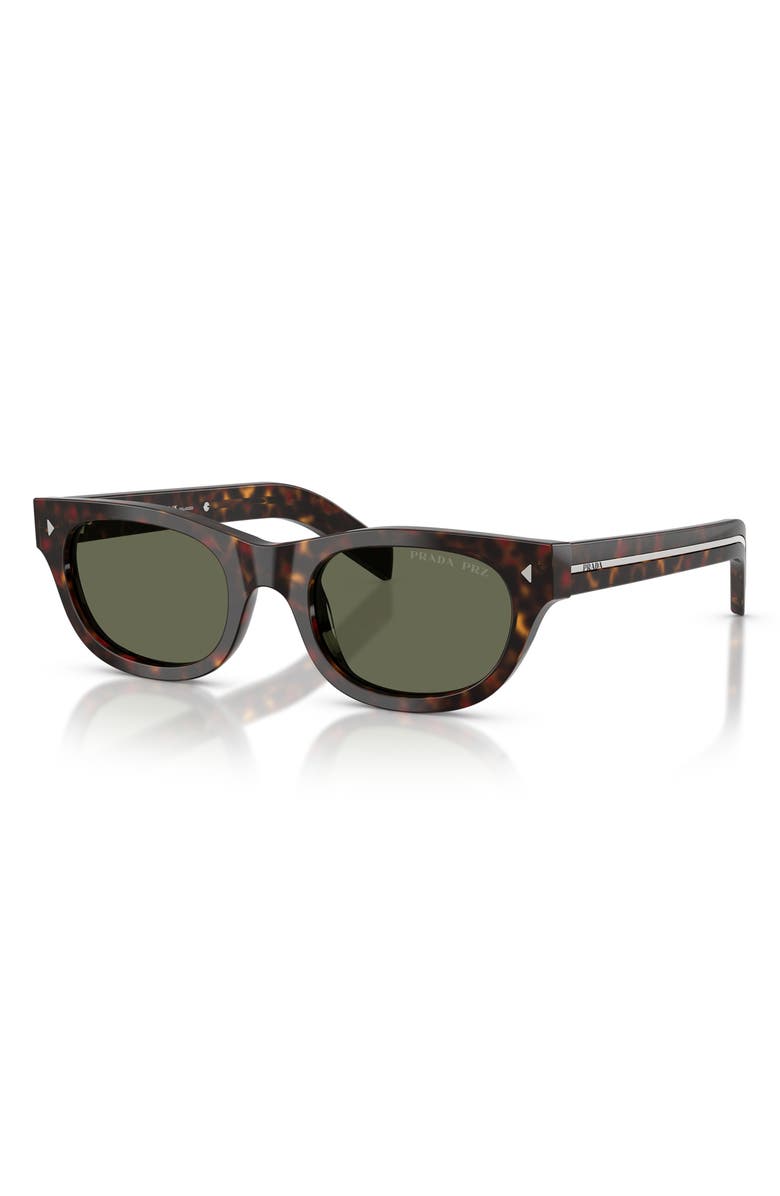 Prada 52mm Polarized Cat Eye Sunglasses, Alternate, color, Havana / Green Polar
