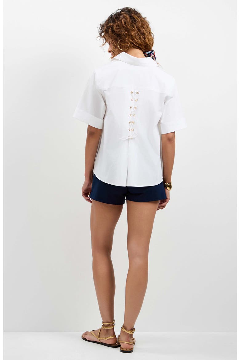 Triennale Lace-Up Back Top, Alternate, color, White