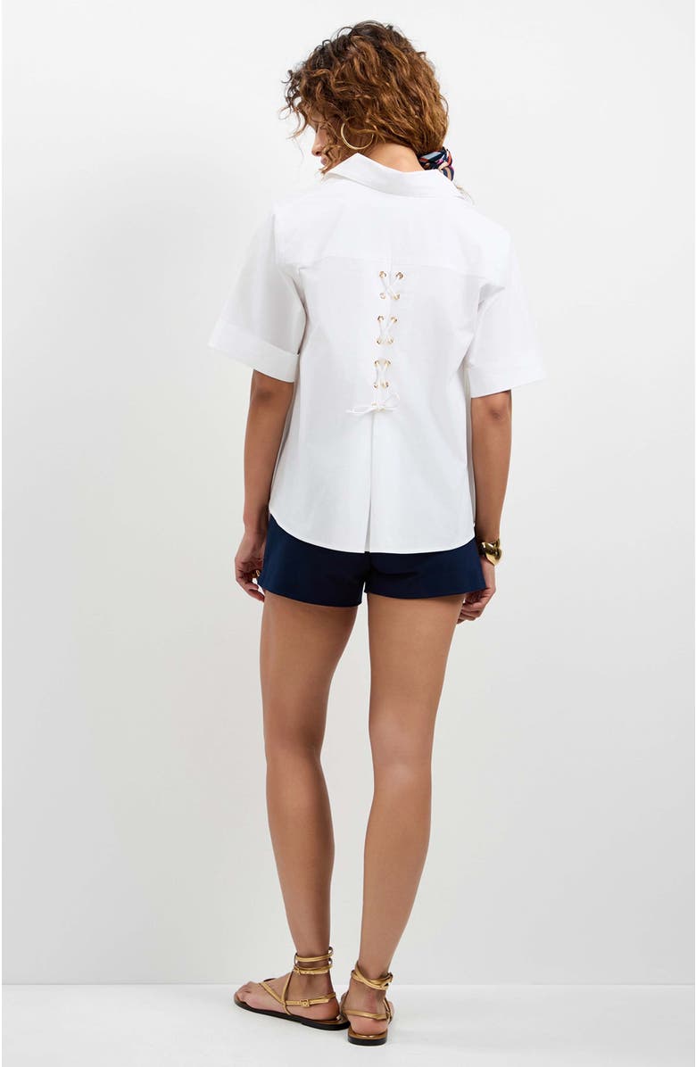 Trina Turk Triennale Lace-Up Back Top, Alternate, color, White