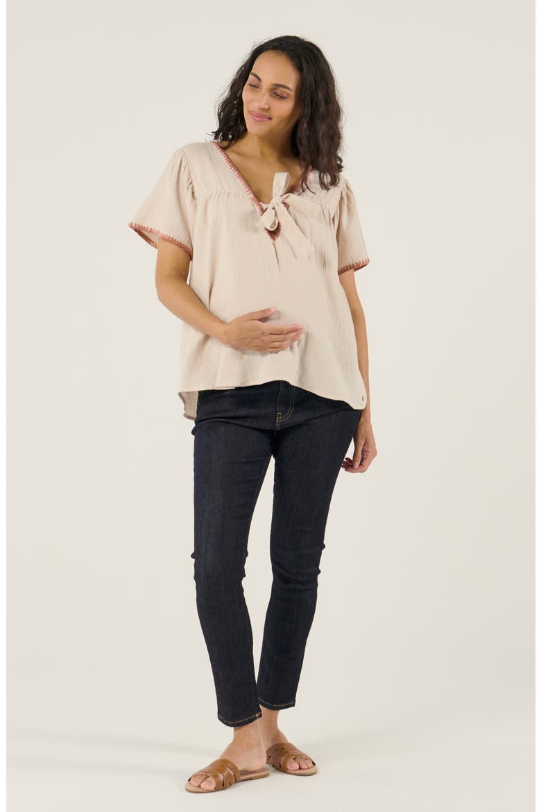 Maternity and Nursing Blouse Soraya, Alternate, color, Beige