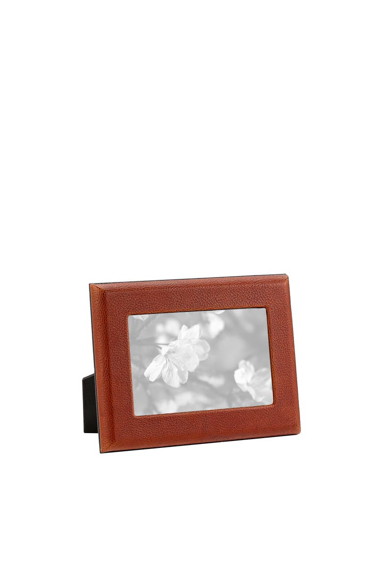 Graphic Image 4" x 6"  Leather Studio Frame, Alternate, color, Cognac