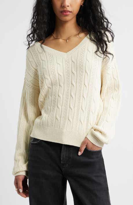 BP. Bow Back Cable Knit Sweater