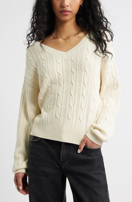Bp. Bow Back Cable Knit Sweater In White