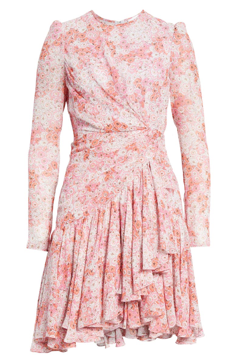 Giambattista Valli Rose Print Long Sleeve Silk Dress, Alternate, color, 