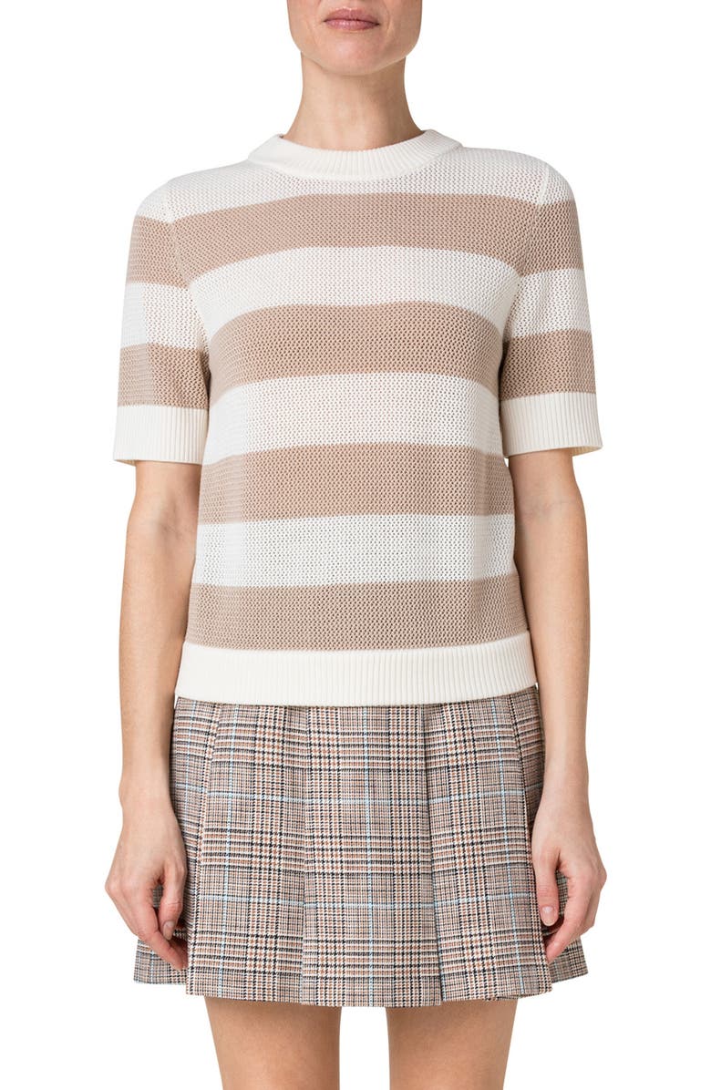 Akris punto Stripe Merino Wool Mesh Sweater, Main, color, 