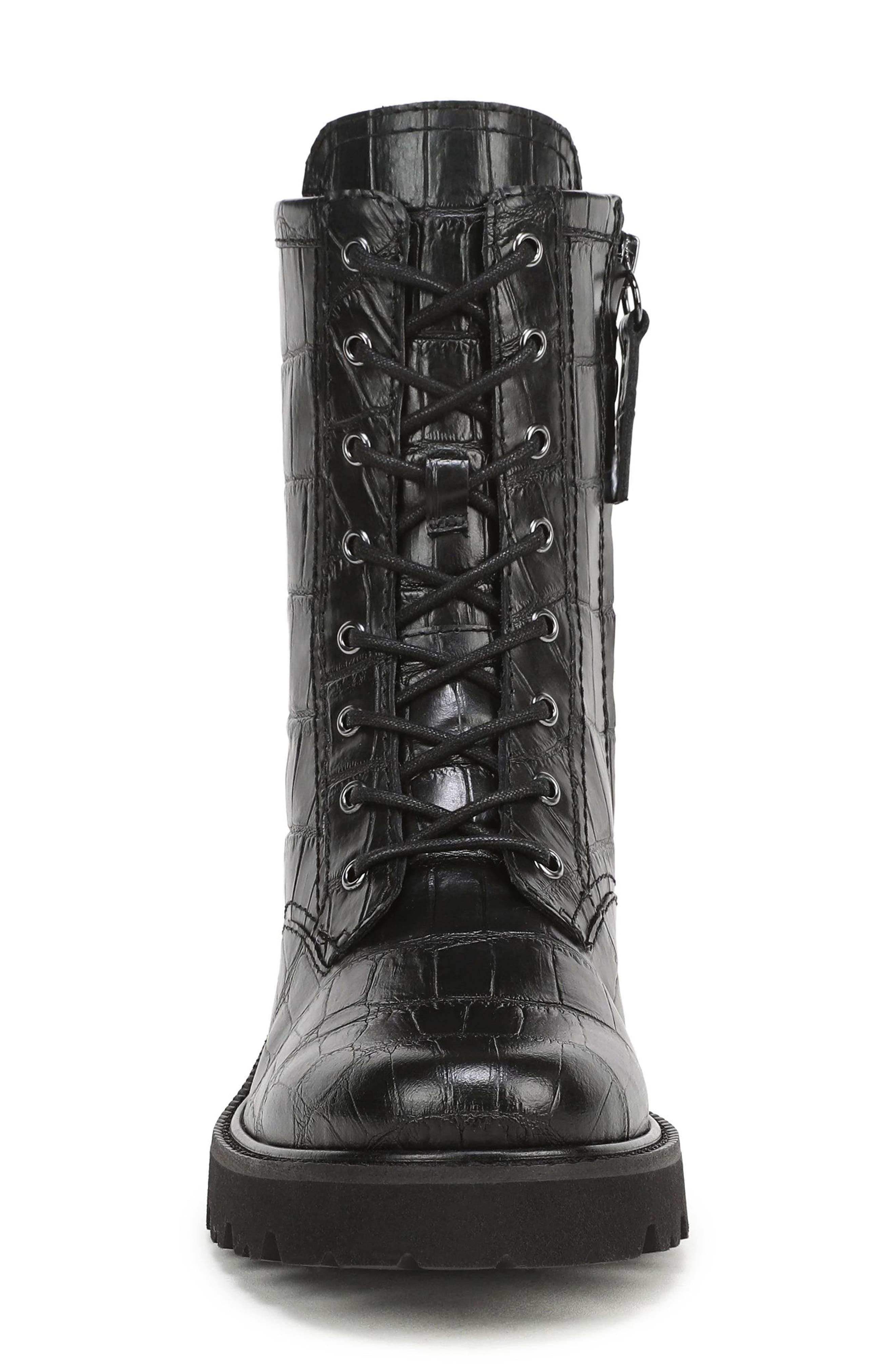 Safira Leather Combat Boot, Alternate, color, BLACK LEATHER WIDE