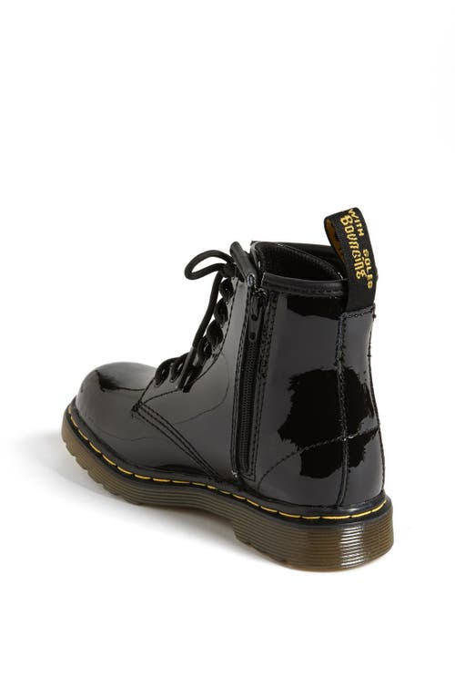 Dr. Martens' Dr. Martens Delaney Core Kids Senior Boots Colour: Black Patent, Size: Junior 4 In Black