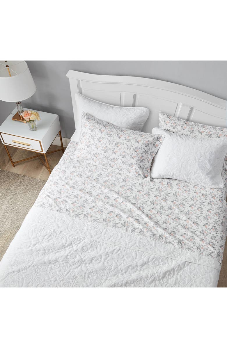 Laura Ashley Rosalie Cotton Flannel Sheet Set, Alternate, color, Grey