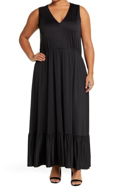 Alba Deep V Maxi Dress (Plus)