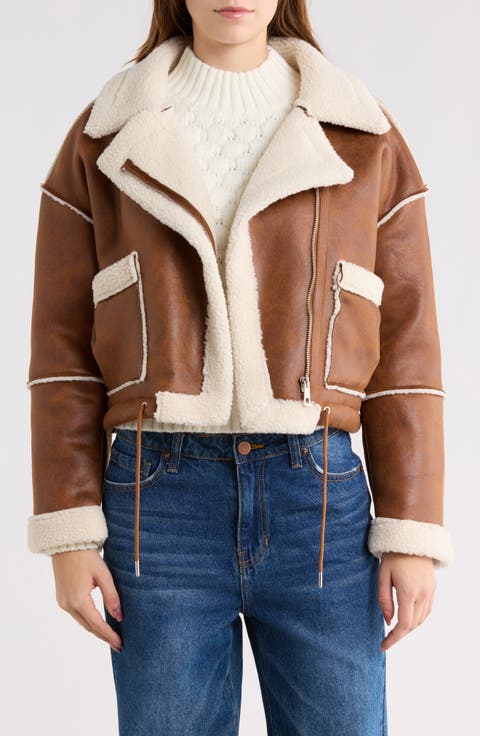 Faux Shearling Lined Moto Jacket